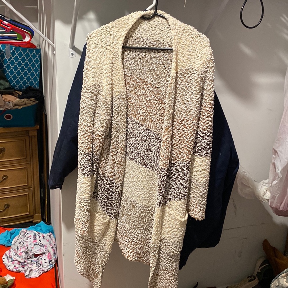 Knee length warm cardigan